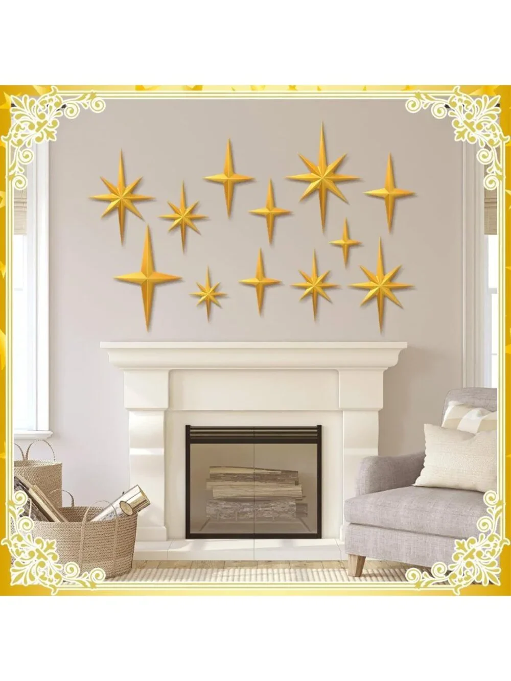 12 Pcs Mid Century Modern Starburst Wall Art Sculpture - Retro 3D Home Decor